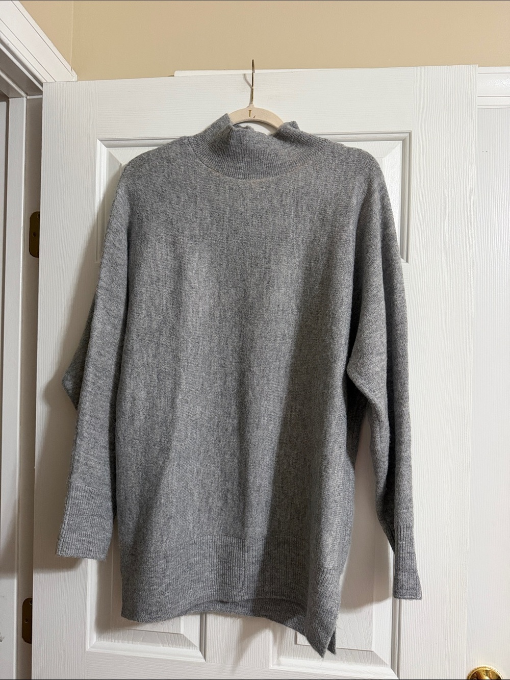 Magaschoni Women's Gray Mock Neck Long Sleeve Pullover Sweater Size Large